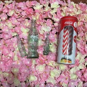 Coca Cola Salt & Pepper Set & Co ca Cola Tin with Straws